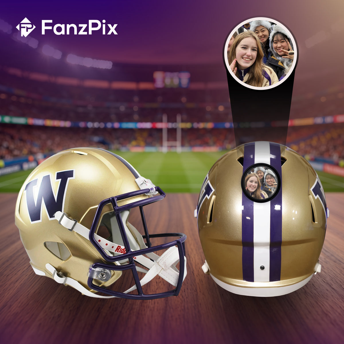 Washington Huskies College Football Collectible Mini Helmet - Picture Inside - FanzPix