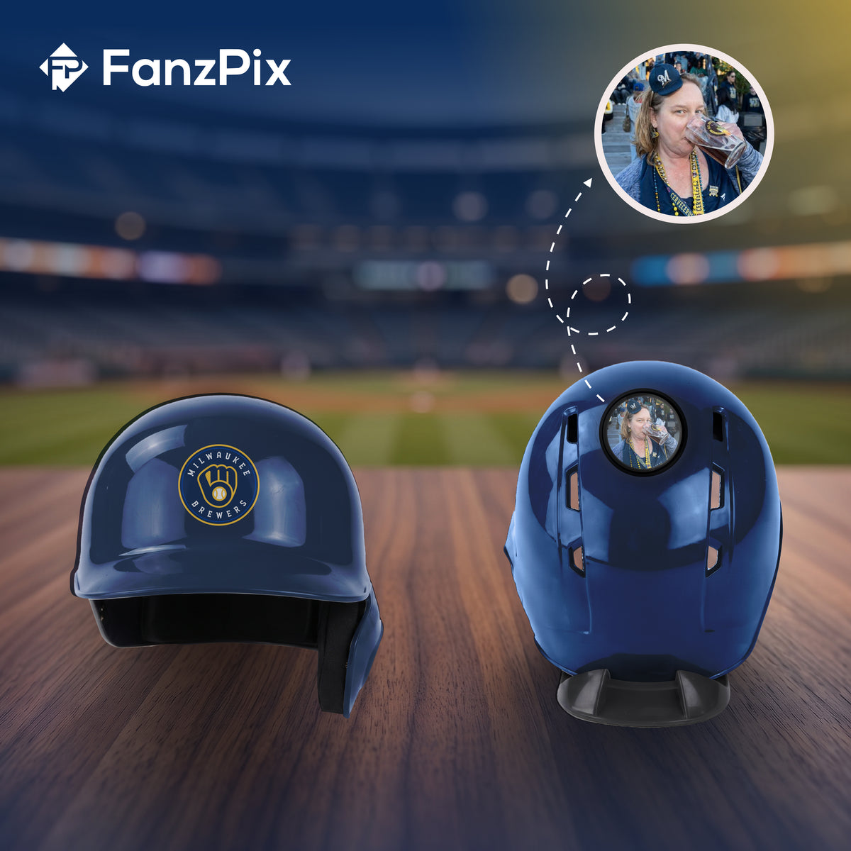 Milwaukee Brewers MLB Collectible Mini Batting Helmet - Picture Inside - FanzPix