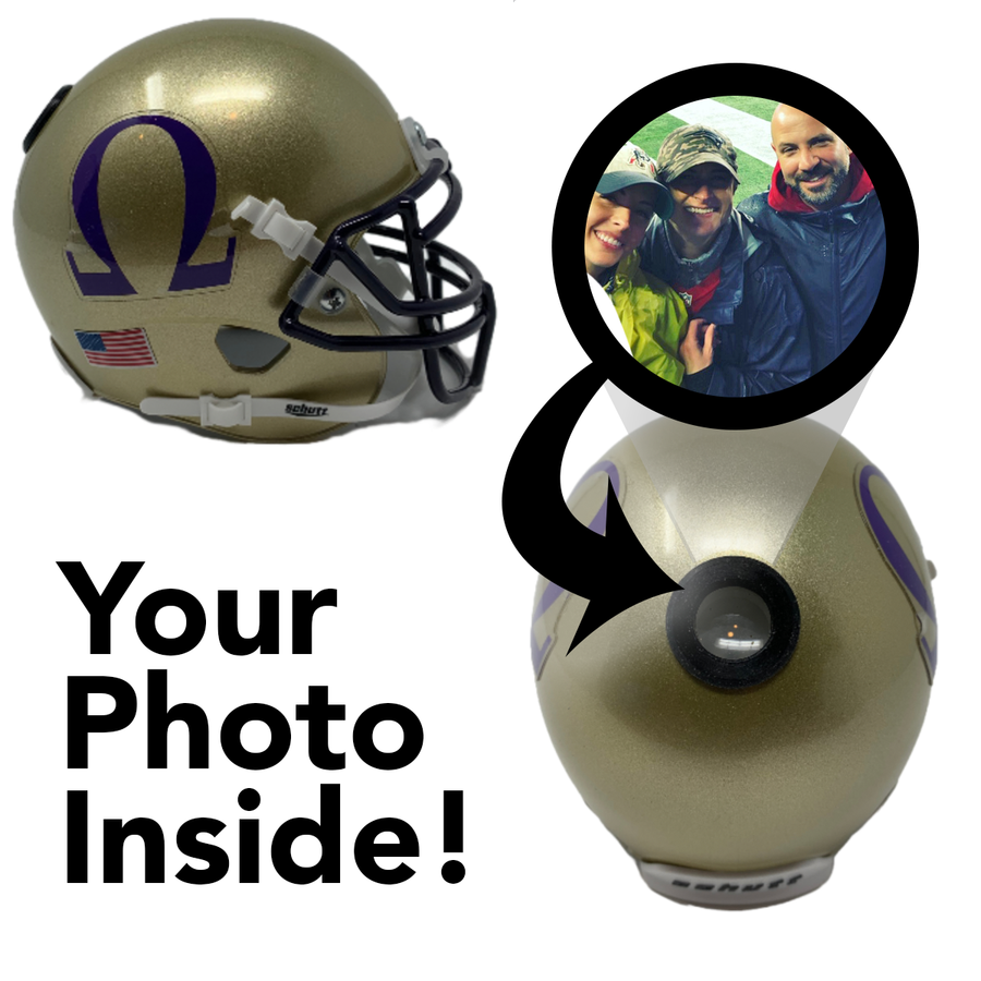 Omega Psi Phi Miniature Football Helmet - Picture Inside - FanzPix